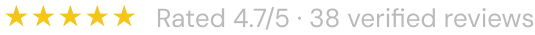 Rated 4.7 out of 5 stars, 38 verified reviews